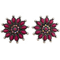 Western Daisy Flower AB Cabochon Stud Earrings