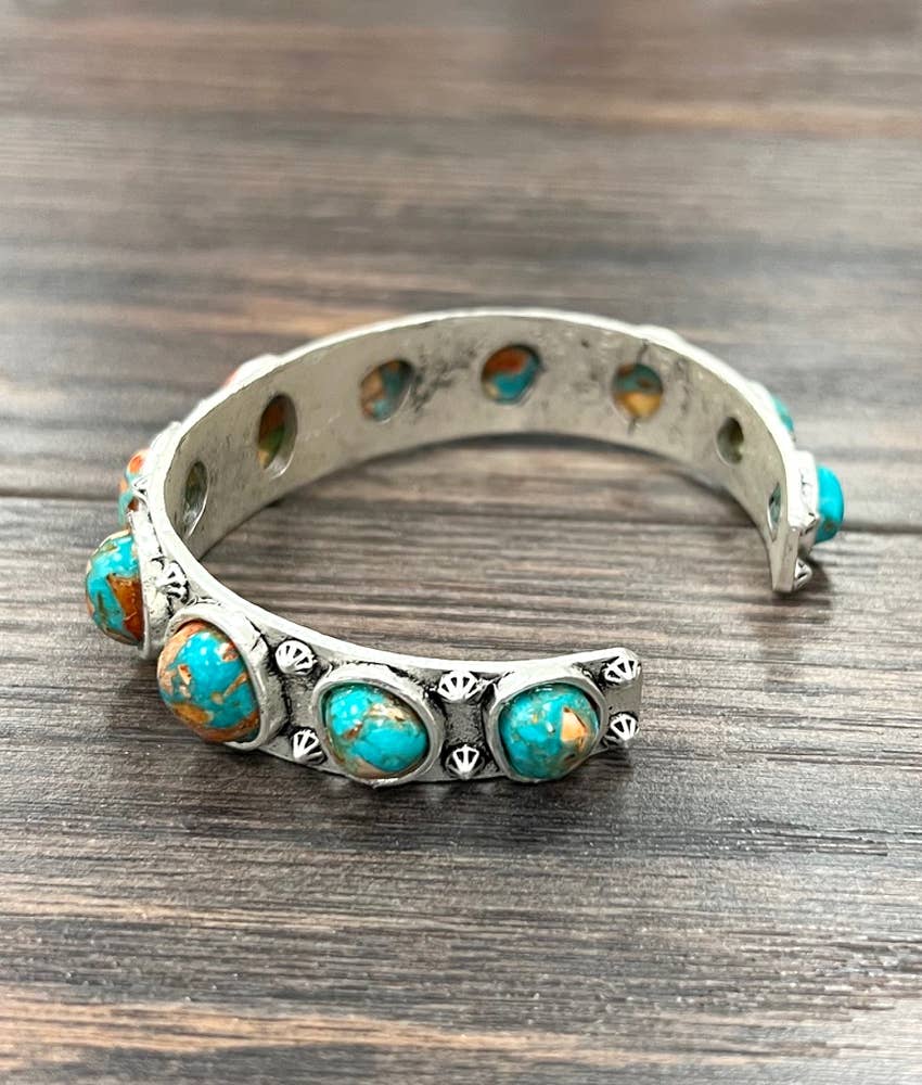 711385, Big Western Gemstone Cuff Bracelet