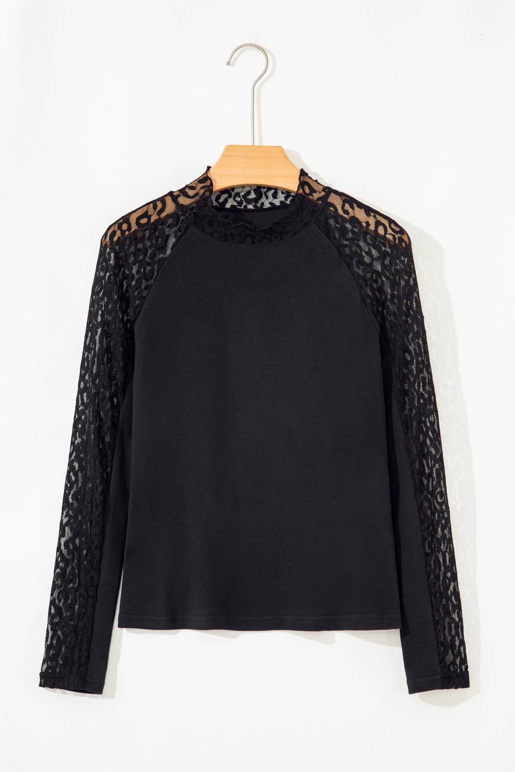 LAS Leopard Mesh Patchwork Knit Long Sleeve Top (S-XL)