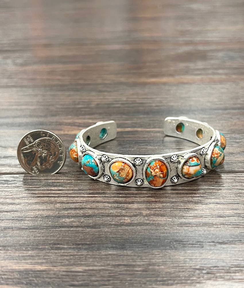 711385, Big Western Gemstone Cuff Bracelet