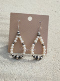 Cultured and Desert Pearl Sterling Silver Southwestern Design Dangle Earrings
