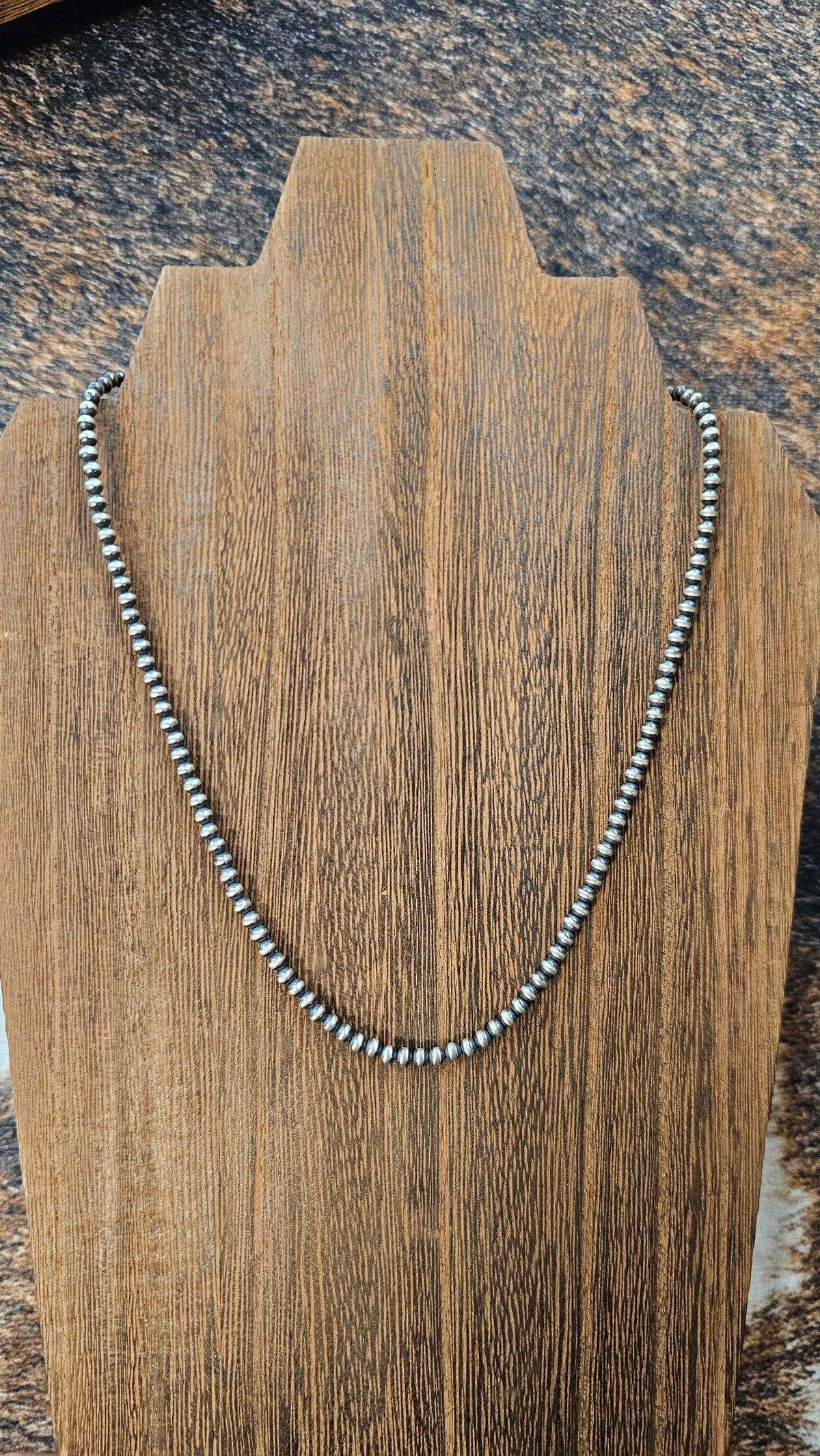 Handcrafted 3mm Sterling Silver Pearl Beaded Necklace 16''