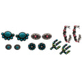 Turquoise and Pink Cactus Western 6 Piece Earrings