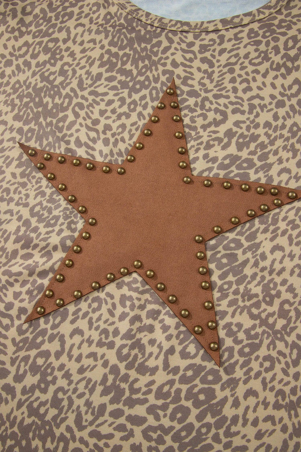 Leopard Star Patch Studded Oversized Western Graphic Tee