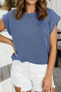 Spring 2026Twisted Rib Wide Sleeve Crew Neck T Shirt (S-2XL)