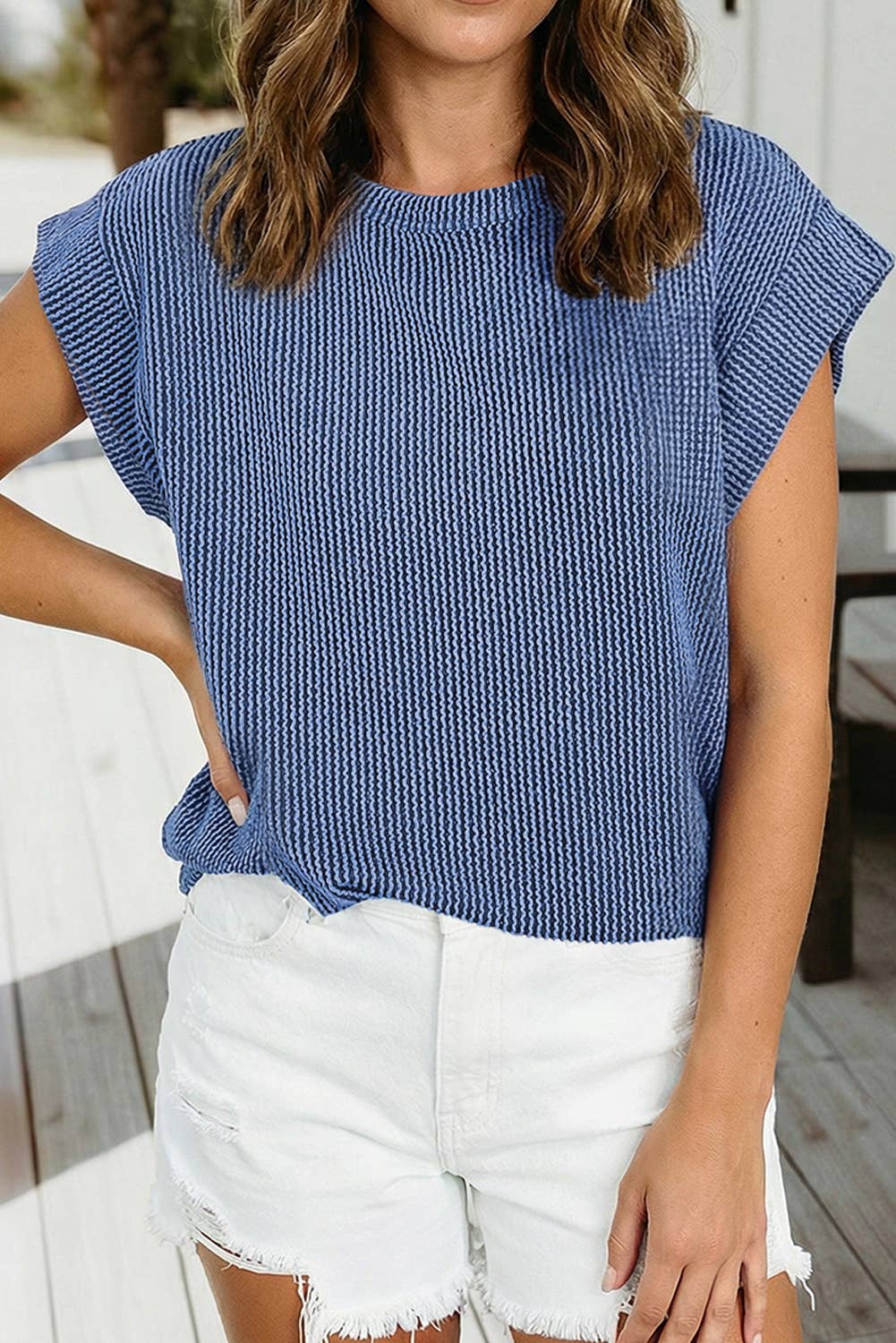 Spring 2026Twisted Rib Wide Sleeve Crew Neck T Shirt (S-2XL)