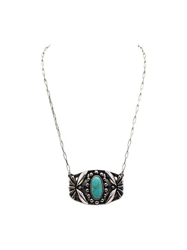 Western Oval Turquoise Concho Necklace