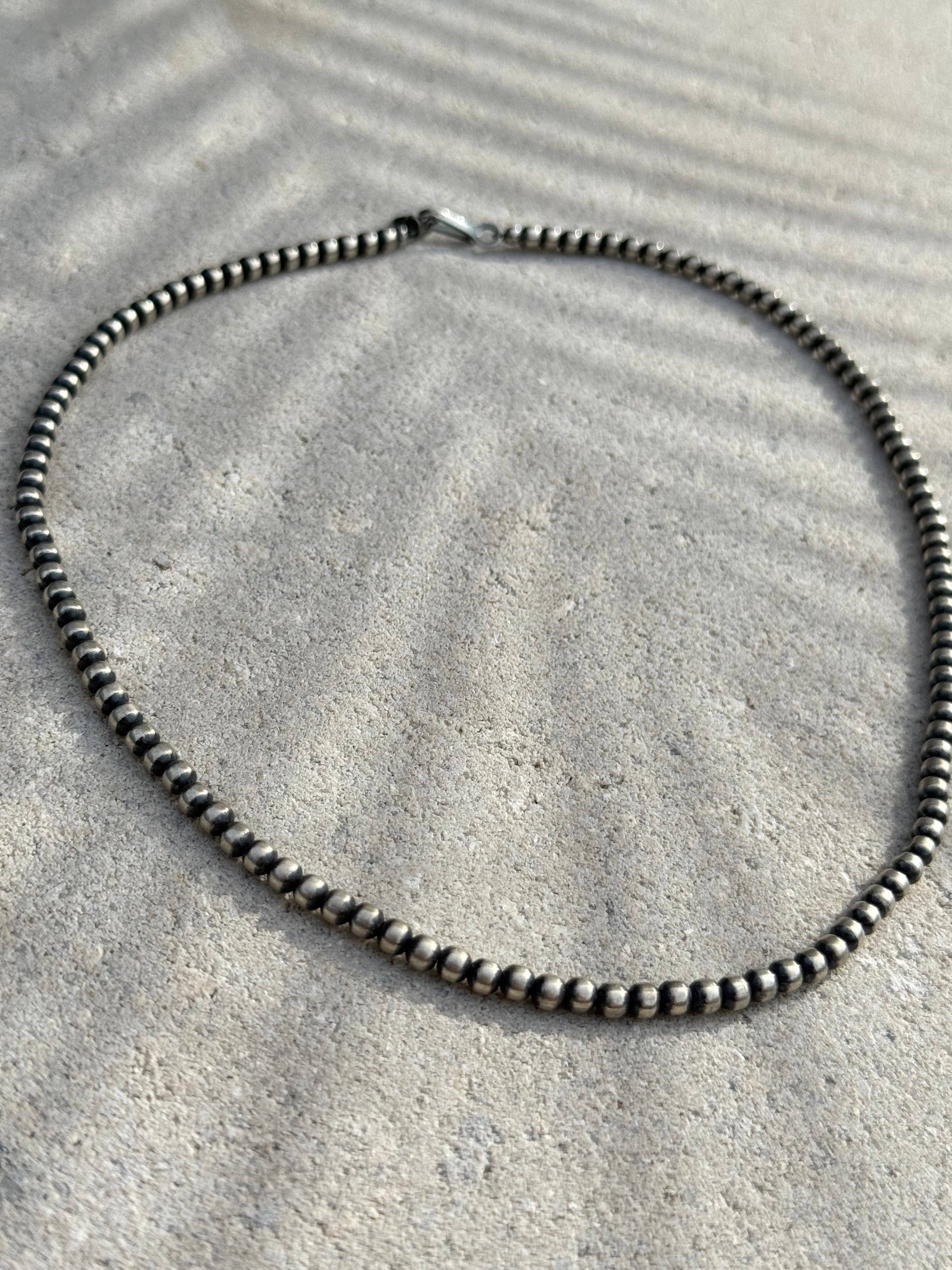 4mm Navajo Strung Pearls Necklace 18”