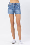 HI WAIST DISTRESSED SHORTS (XL Only)
