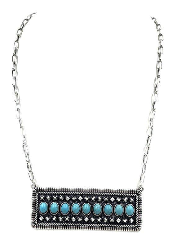 Western Stone Bubble Metal Plate Necklace