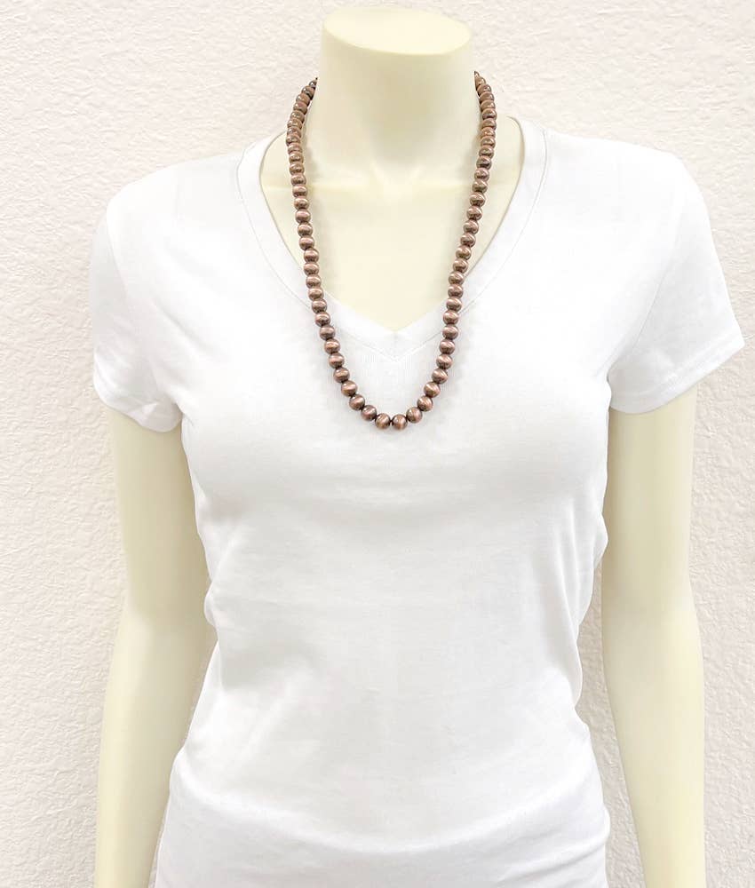 734399, 10mm Copper Western Bead Necklace