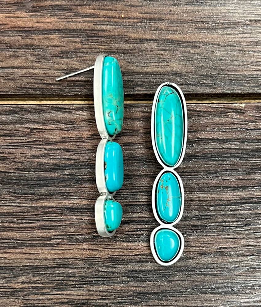 725268, 2" Western Turquoise Stud Earrings