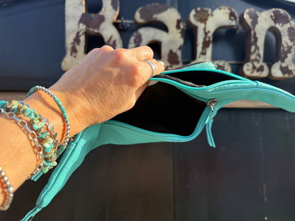Coastline Carry Sling | Turquoise Tooled Cowhide