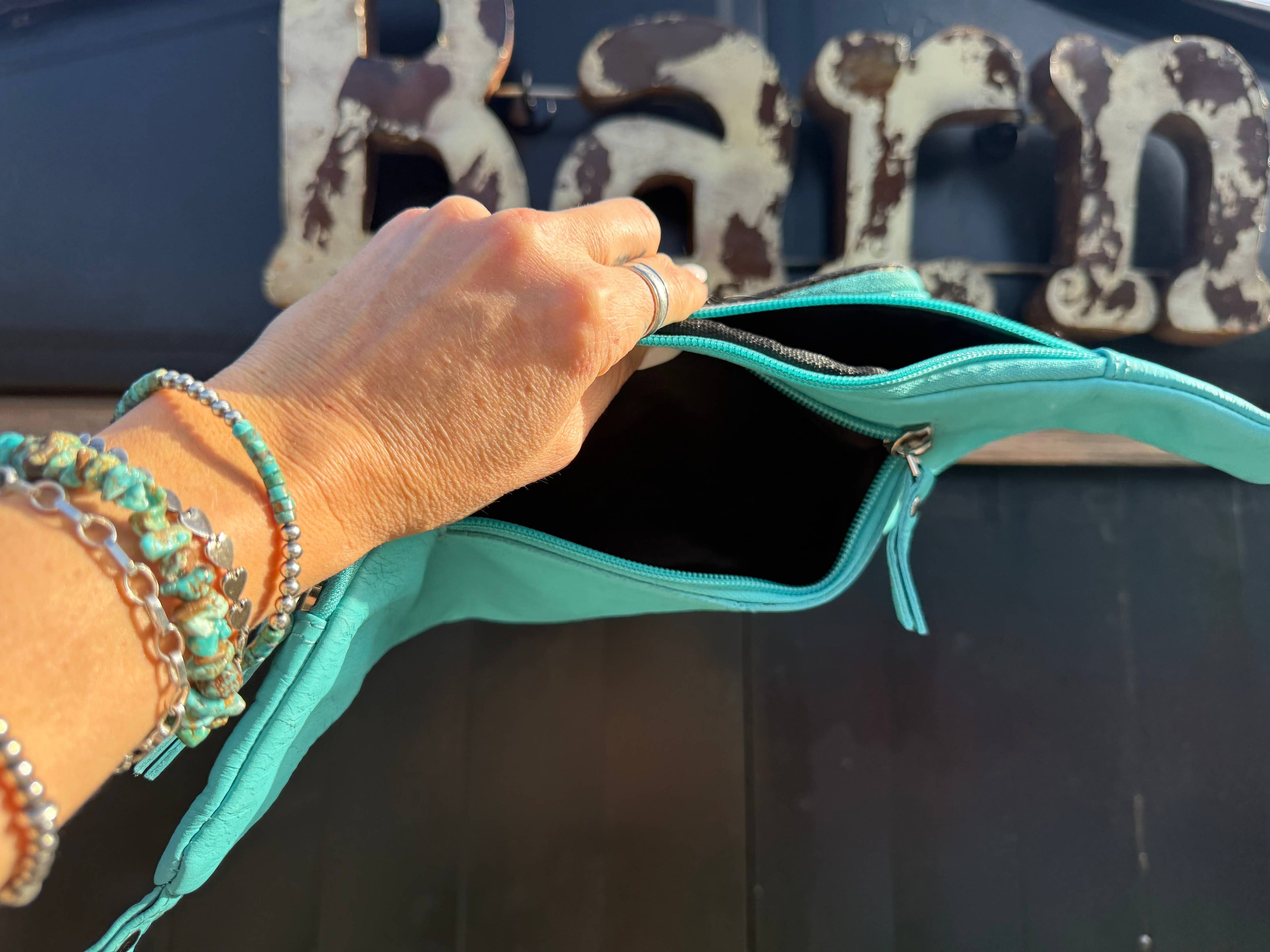 Coastline Carry Sling | Turquoise Tooled Cowhide