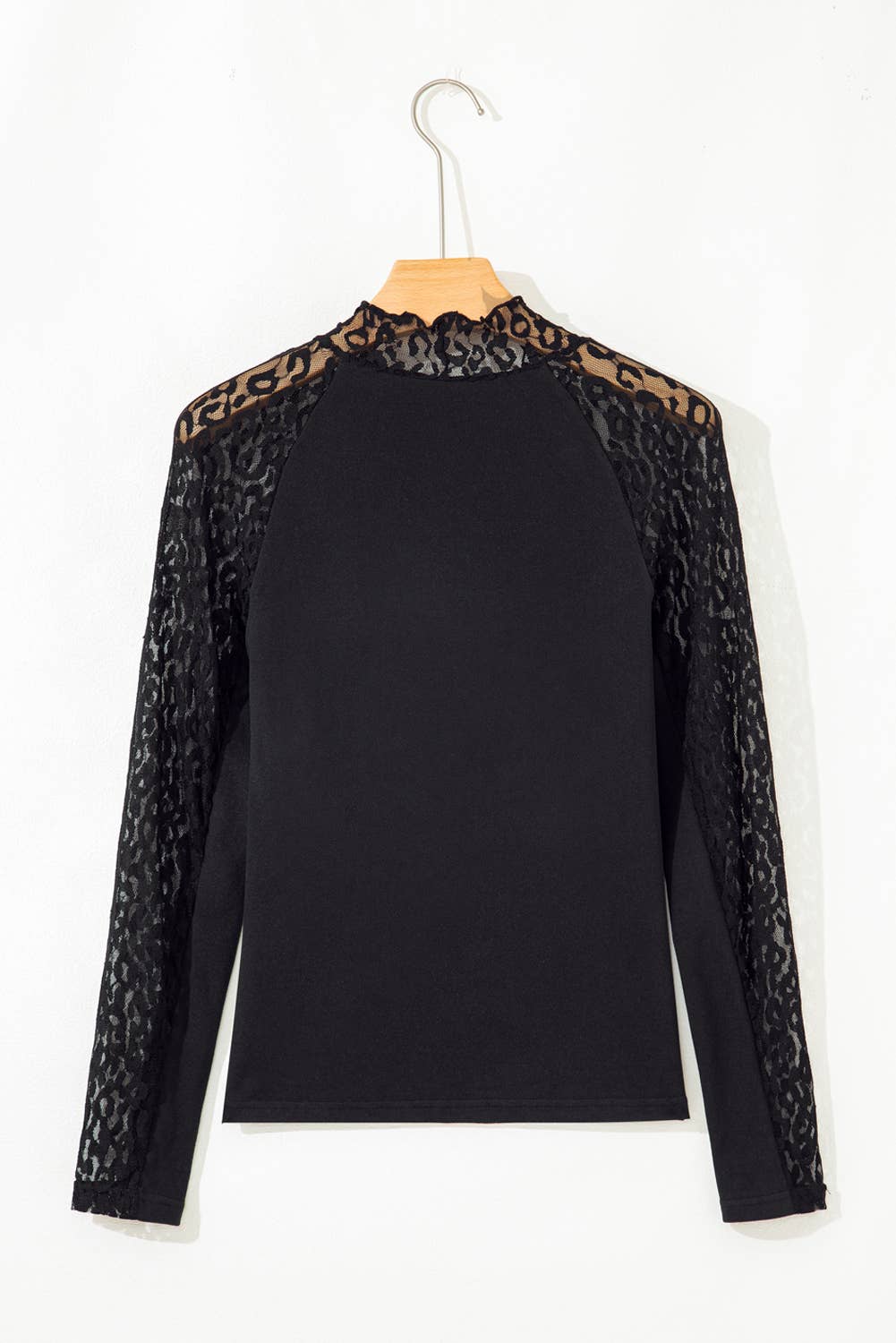 LAS Leopard Mesh Patchwork Knit Long Sleeve Top (S-XL)