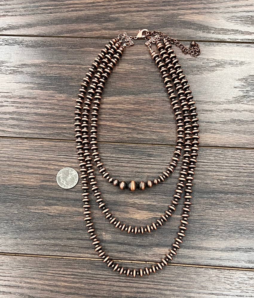 739303, Handmade 24" Copper Navajo Bead Necklace