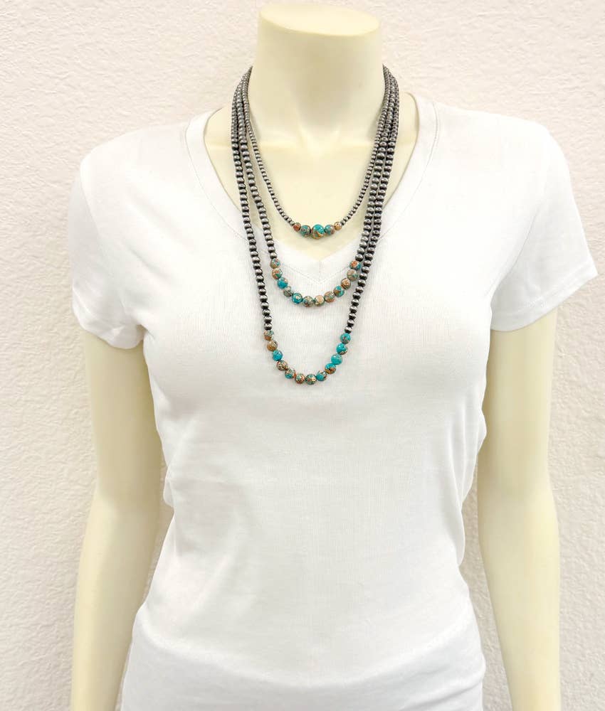 739796, 24" Western Gemstone 3-strand Necklace