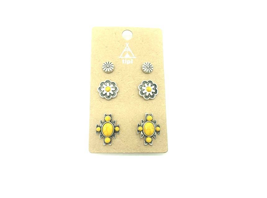 Western 3 Pair Turquoise Earring Set