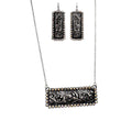 AB Rhinestone Western Bar Pendant Necklace Earrings