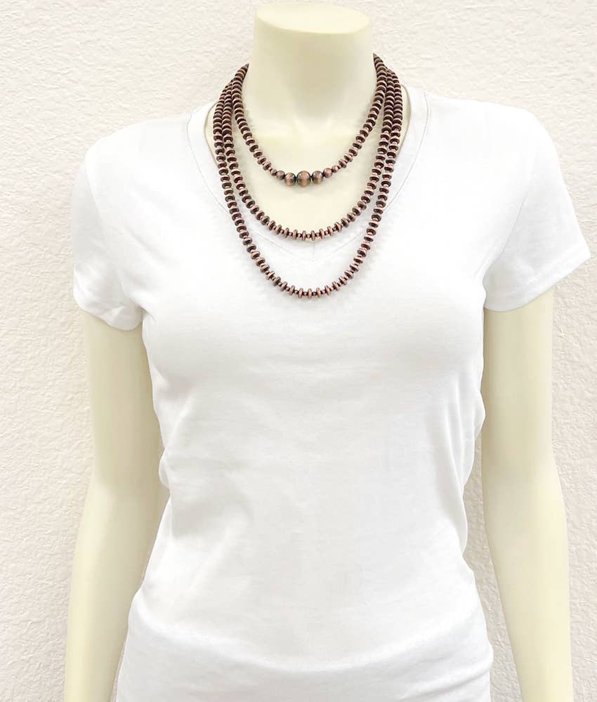 739303, Handmade 24" Copper Navajo Bead Necklace