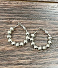 725522, 1" 6mm Silver Western Bead Hoop Earrings