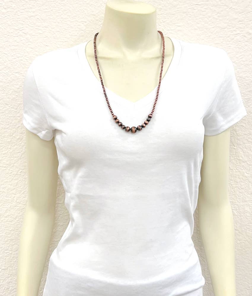 736651, 26" Copper Western Bead Necklace