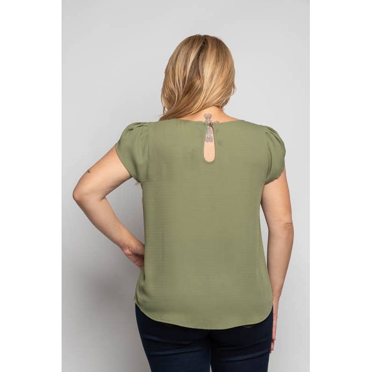 PLUS SIZE PLEATED TULIP SLEEVE BLOUSE
