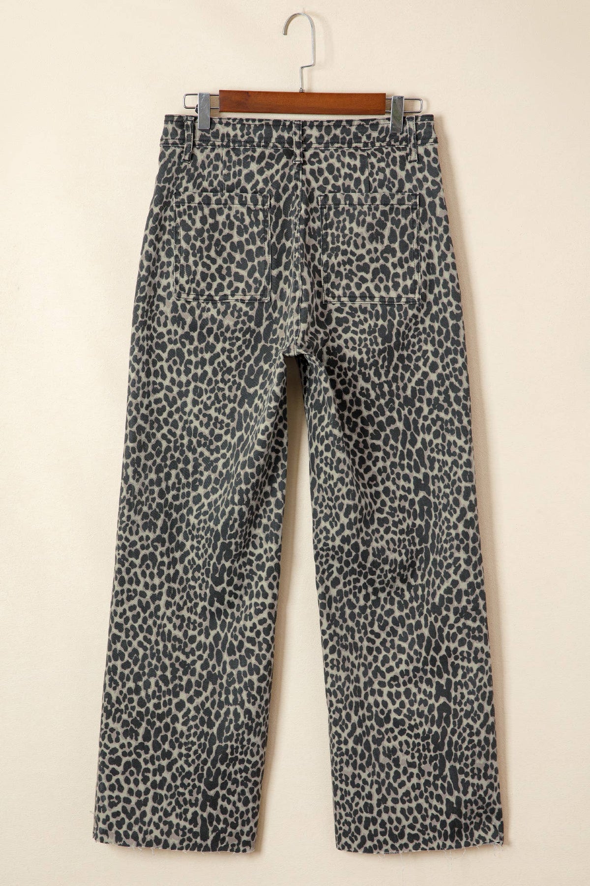 Black Leopard Print Wide Leg High Waist Jeans