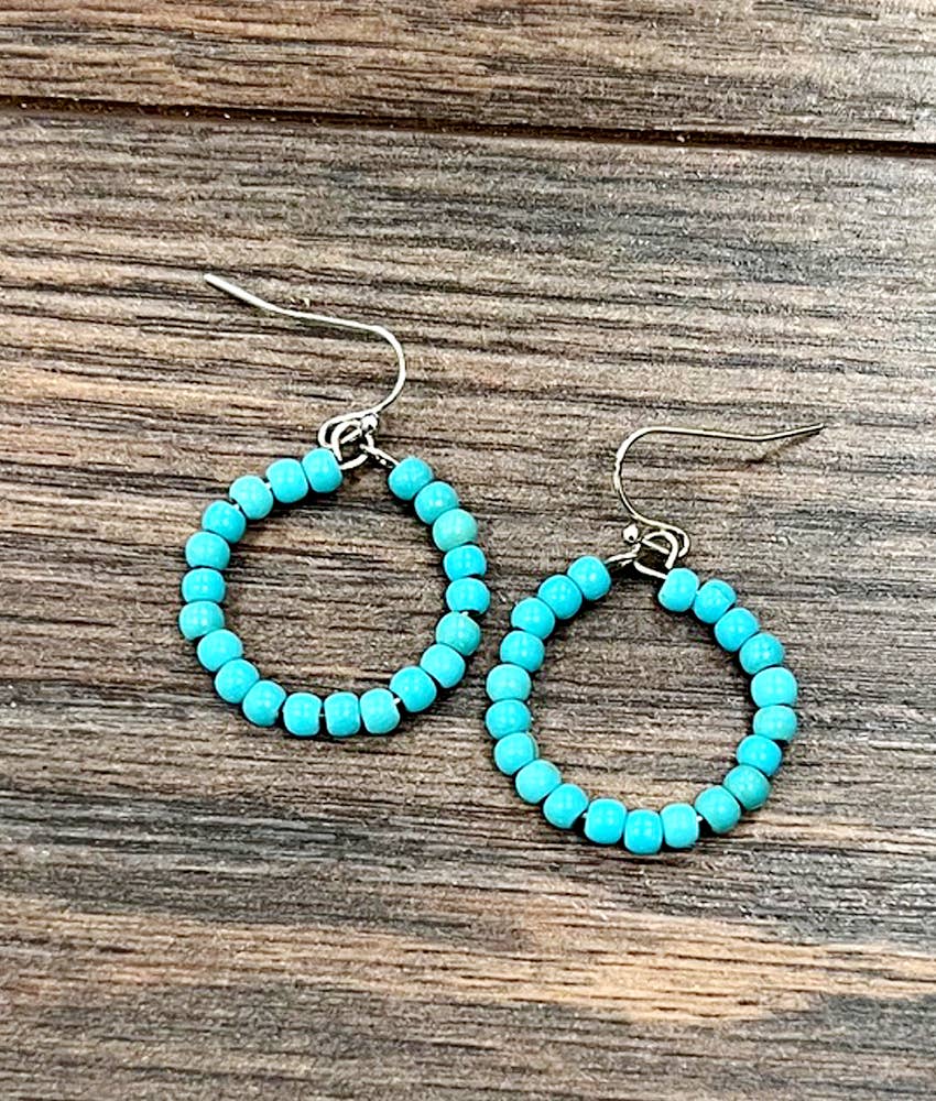 721538, 25mm Hoop, 4mm Synthetic Turquoise Earrings