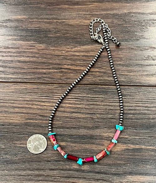 739656, 15" Handmade Navajo Gemstone Necklace