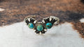 Handmade Sterling Silver Kingman and Manassa Turquoise with White Buffalo Cuff Bracelet "Signed Nizhoni"