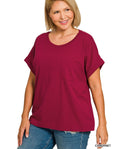 Plus cuffed front pocket short sleeve tee