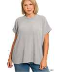 Plus chenille waffle cap sleeve sweater