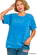 Plus washed short sleeve top