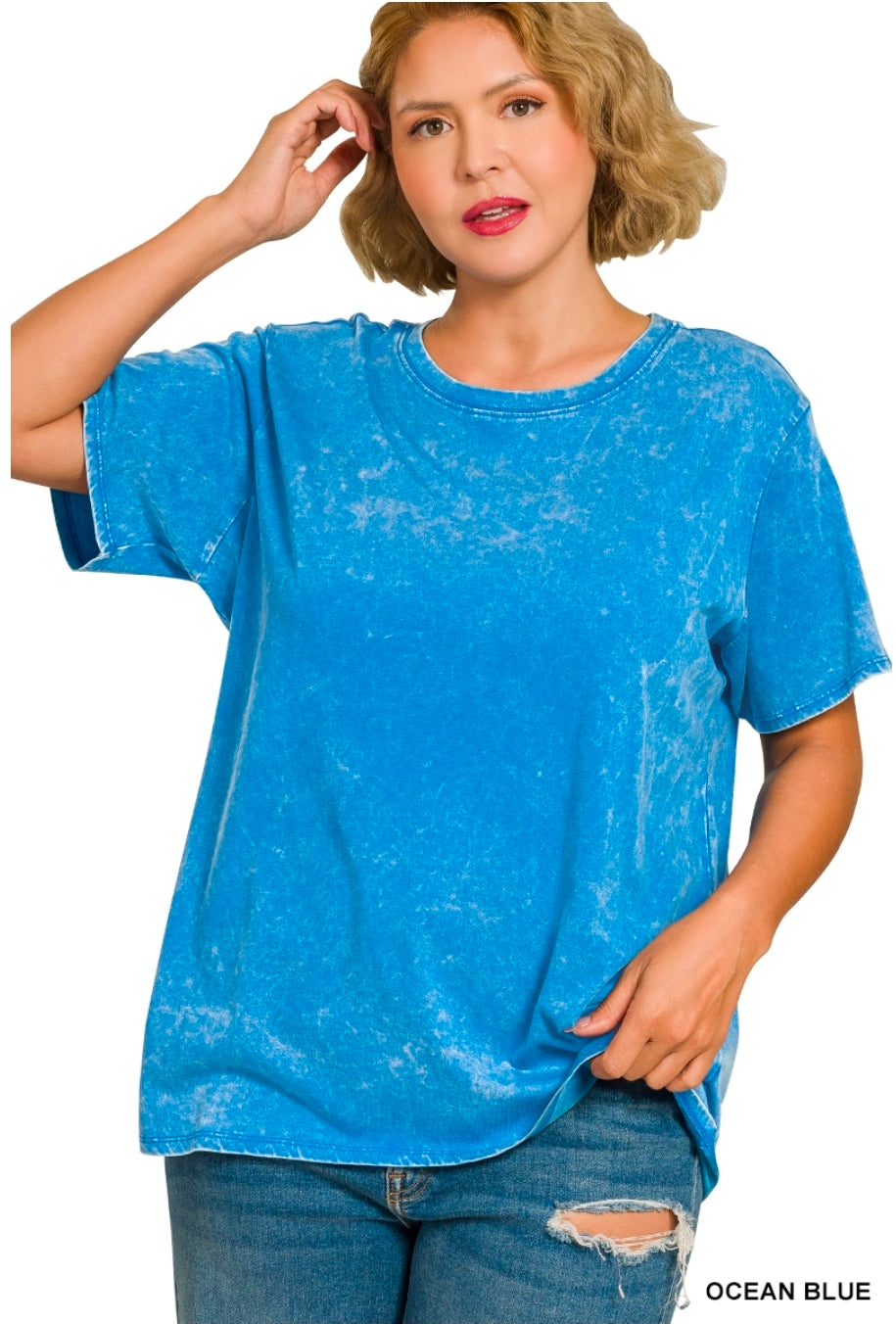 Plus washed short sleeve top