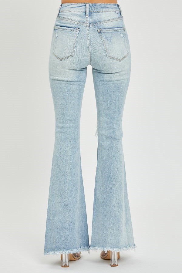 Risen HIGH RISE DESTRESSED FLARE JEANS RDP5024X LIGHT