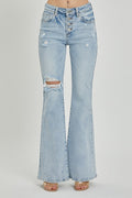 Risen MID RISE BUTTON DOWN FLARE JEANS RDP5415X LIGHT