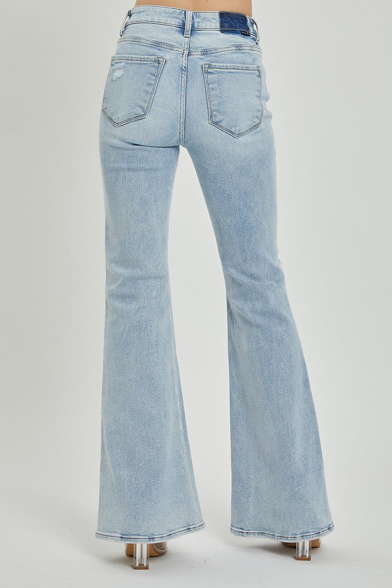 Risen MID RISE BUTTON DOWN FLARE JEANS RDP5415X LIGHT
