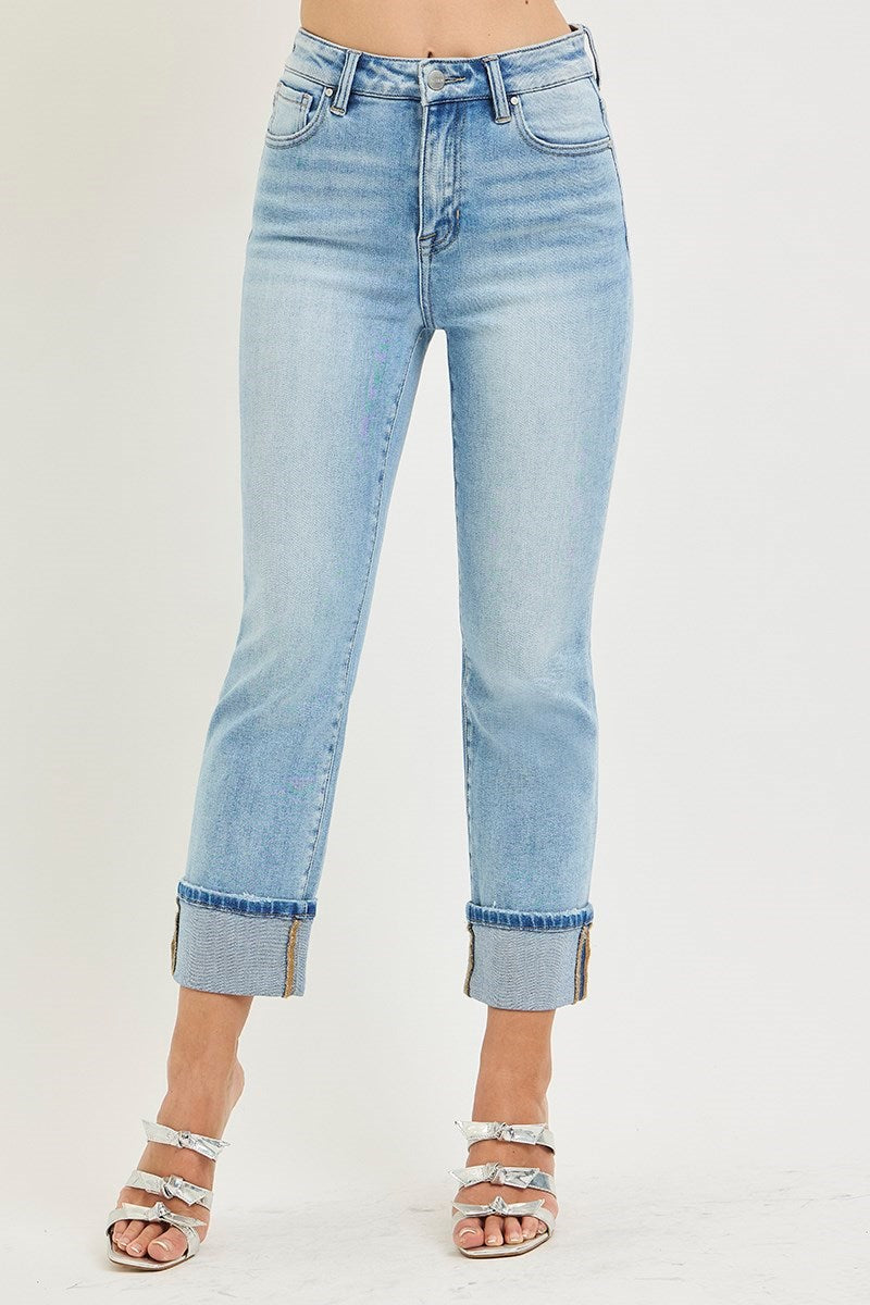 Risen HIGH RISE ANKLE STRAIGHT CUFFED JEANS RDP5580RTX LIGHT