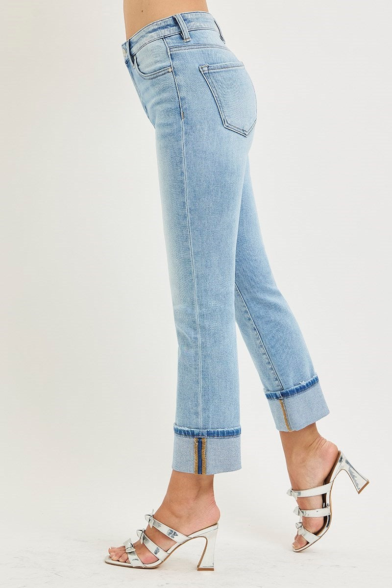 Risen HIGH RISE ANKLE STRAIGHT CUFFED JEANS RDP5580RTX LIGHT