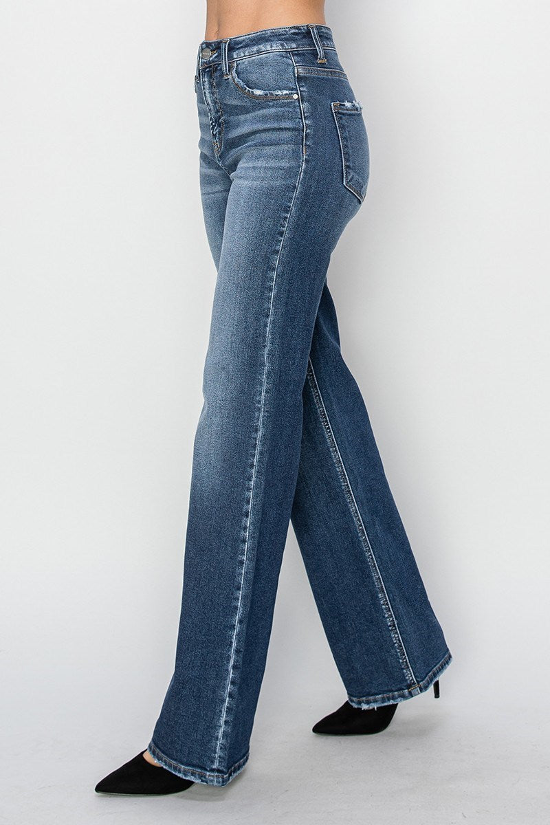 Risen HIGH RISE-STRAIGHT JEANS RDP5784X DARK