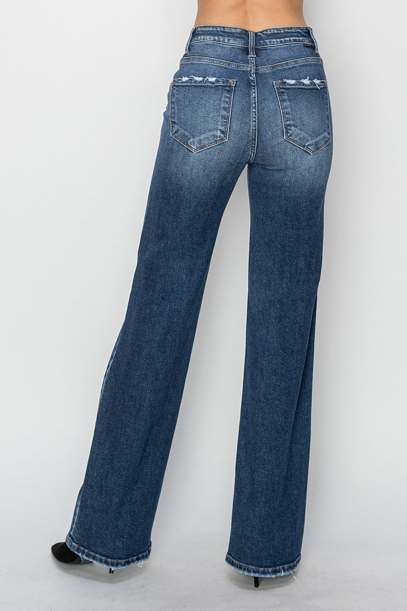 Risen HIGH RISE-STRAIGHT JEANS RDP5784X DARK