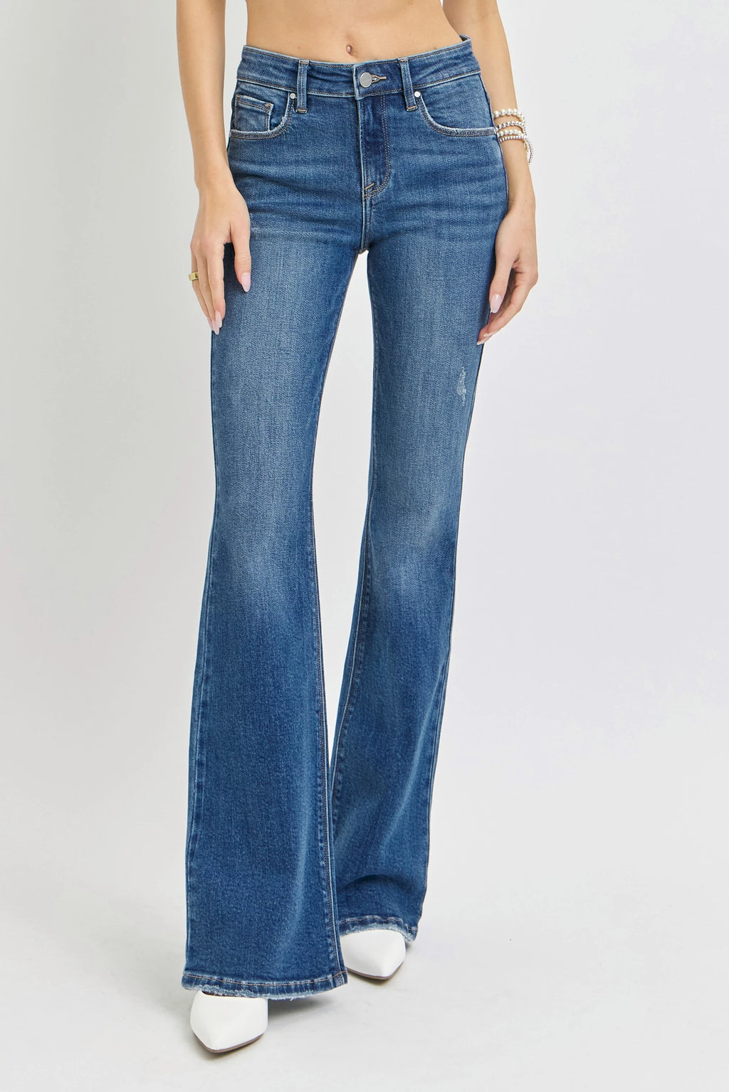 Risen TUMMY CONTROL MID RISE FLARE BASIC JEANS  RDP5788X MEDIUM