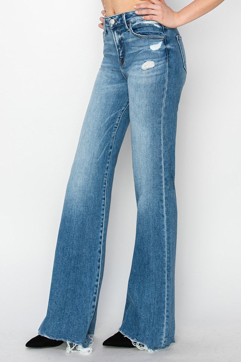 TUMMY CONTROL MID RISE WIDE JEANS