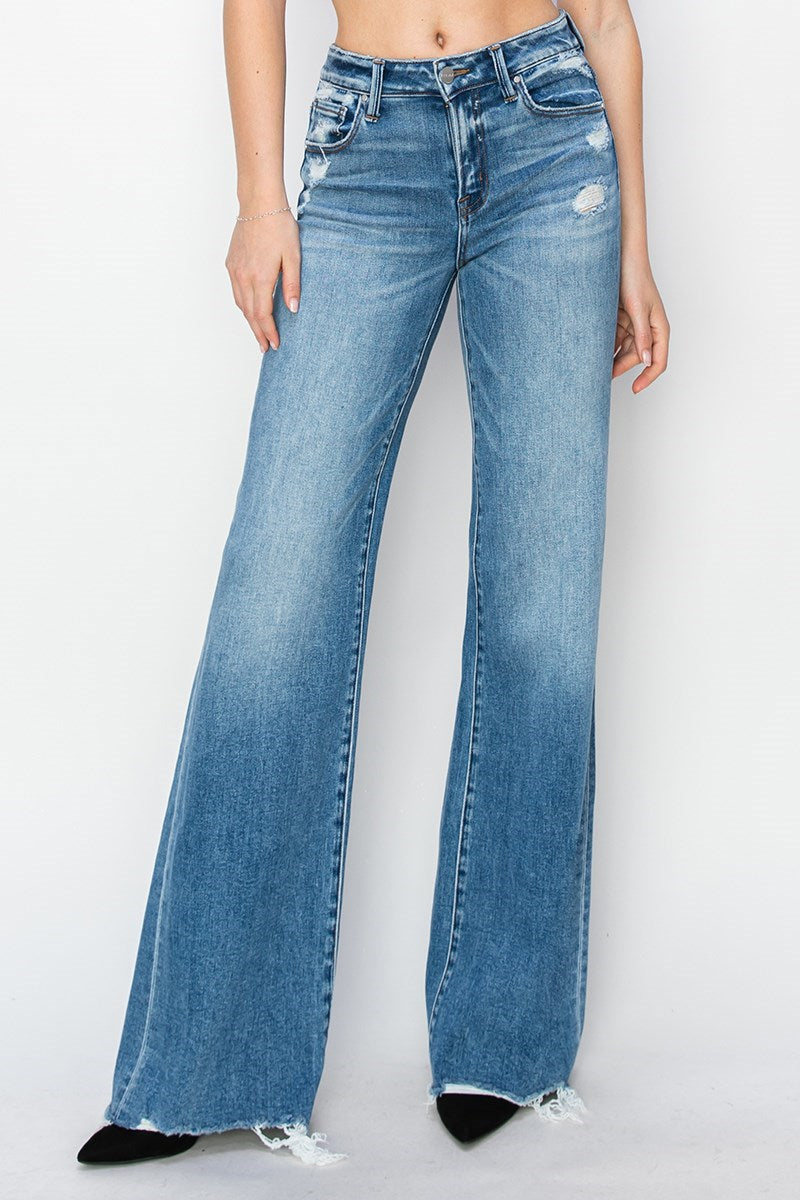 TUMMY CONTROL MID RISE WIDE JEANS