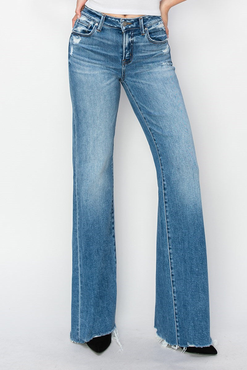 TUMMY CONTROL MID RISE WIDE JEANS