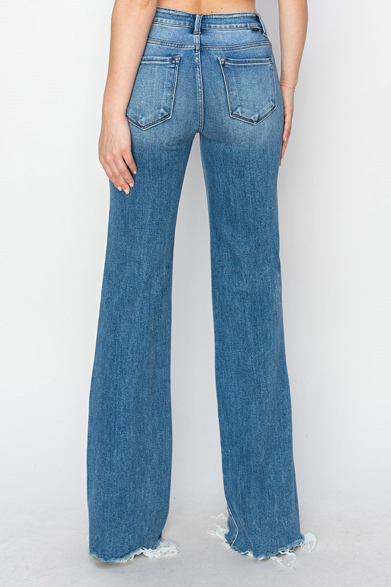 TUMMY CONTROL MID RISE WIDE JEANS