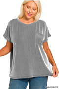 Plus raised rib front pocket boxy top