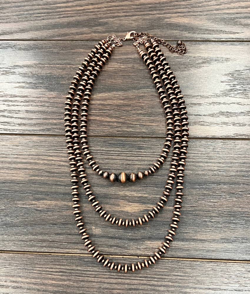 739303, Handmade 24" Copper Navajo Bead Necklace