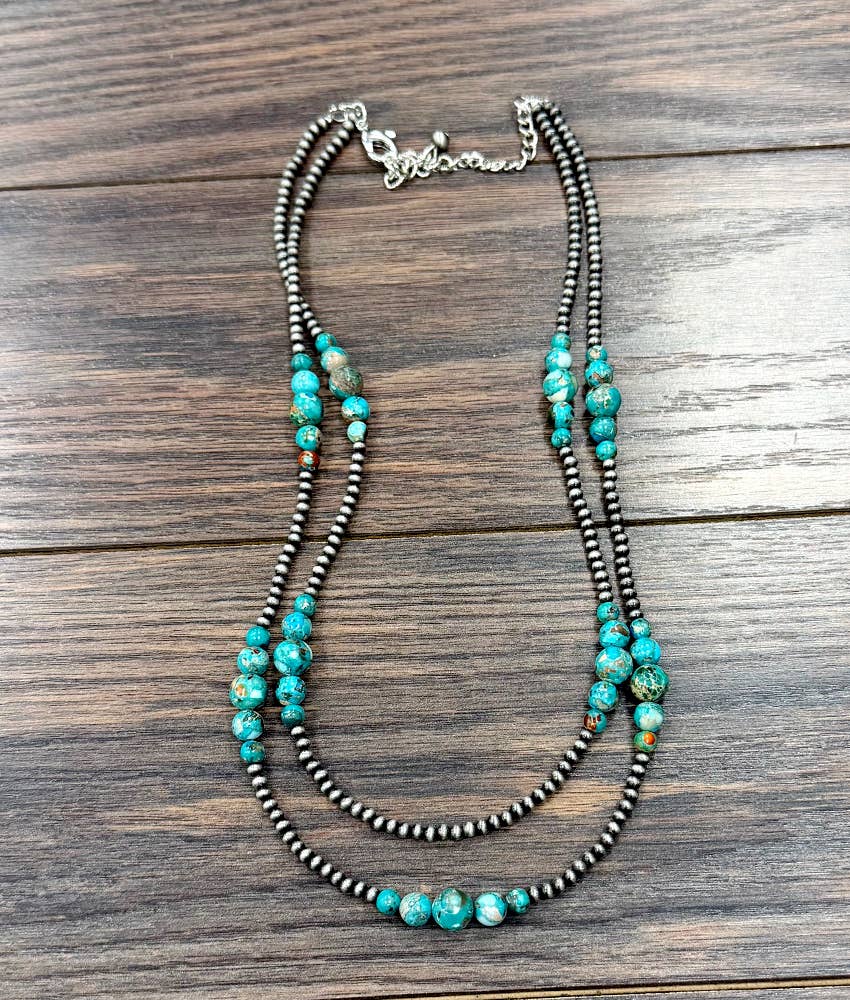 739799, 22" Western Gemstone 2-trand Necklace